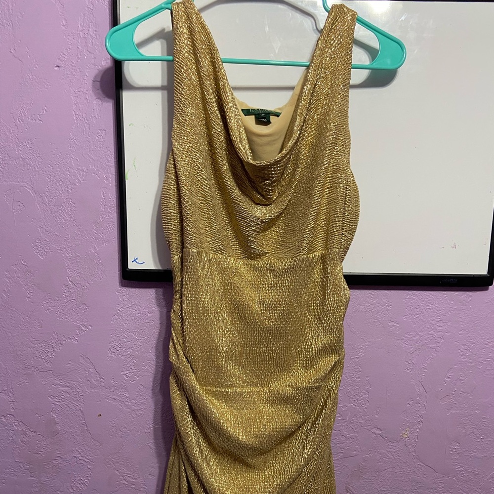 Lauren by Ralph Lauren Gold Cowl-Neck Dress